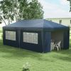 Blue Event Shelter Pop Up Canopy Tent 10x19.5ft Sidewalls Adjustable Height Wheeled Bag Convenience