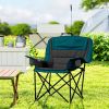 Padded Camping Chair for Adults, Portable Folding Camping Chair with Side Pockets, Cup Holders, Carry Bag, Black