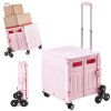 Foldable Utility Cart, 65L Collapsible Portable Crate Rolling Cart with Stair Climbing Wheels & 360° Swivel Wheels