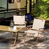 Folding Camping Chairs Set of 2 Lightweight Portable Armchairs for Outdoor Festivals Fishing Beach Khaki