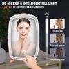 Mini Fridge for Bedroom, 6L Luxury Skin Care Fridges with Mirror and LED Light, AC/DC Cosmetic Fridge for Office Dorm Car