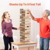 VEVOR Tumbling Timber Toy, 60 Blocks Giant Tumble Tower Blocks Game, Pine Wood Tumbling Tower Game with Carry Bag and Scoreboard, Wooden Stacking Game