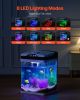 VEVOR Fish Tank Aquarium, 2 Gallon LED Square Ultra-Clear Glass Tank Temperature Monitoring Adjustable 7 Color Lighting