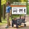 Wagon Stroller for 2 Kids, Push Pull Quad Collapsible Stroller with Adjustable Handle, Encircling Harness Removable Canopy, 4 Wheels w/ Brakes