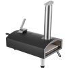 Portable Outdoor Oven, 12-inch Pizza Oven, Pellet & Chips & Charcoal Tri-Fuel, Iron Spray Pizza Grill, Includes Pizza Stone, Waterproof Cover, Shovel