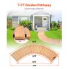 Wooden Garden Pathway, 7 ft x 17 in, Non-Slip Curved Garden Walkway, Roll Out Cedar Outdoor Walkway Path with Wire Rope Connection