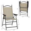 Mesh Folding Outdoor Chairs Set of 4 with Armrests for Lawn Comfort, Beige