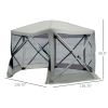 Shaded Sanctuary: 6-Sided Hexagon Pop Up Party Tent with Mesh Netting, Beige