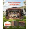 Pop up Gazebo Screen Tent, 12 x 12 ft Large 6-Sided Camping Canopy Tent with Removable Top & Carry Bag, Quick-Set & Bite-Proof