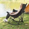 Rocking Camping Chair, Portable Folding Rocker, Heavy-Duty Lawn Chair Recliner with Cupholder & Pocket, Supports 225lbs