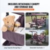 Wagon Stroller for 2 Kids, Push Pull Quad Collapsible Stroller with Adjustable Handle, Encircling Harness Removable Canopy,4 Wheels w/ Brakes