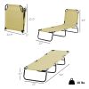 Folding Chaise Lounge Pool Chairs, Outdoor Sun Tanning Chairs with 5-Level Reclining Back, Steel Frame for Beach, Yard, Patio, Beige