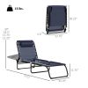 Folding Chaise Lounge Pool Chair with 4-Position Reclining Back, Pillow, Breathable Mesh & Bungee Seat, Dark Blue