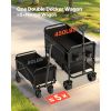 Double Decker Wagon Collapsible, 400L Heavy Duty Folding Wagon Cart, Extended Long Garden Cart with All-Terrain Wheels, Support Up to 450lbs