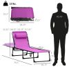 Folding Chaise Lounge Pool Chair with 4-Position Reclining Back, Pillow, Breathable Mesh & Bungee Seat, Purple