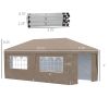 10' x 19.5' Pop Up Canopy Tent Height Adjustable Event Shelter w/ Sidewalls, Leg Weight Bags, Wheeled Carry Bag, Brown