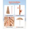 Tiki Umbrella, 6.5 ft Thatched Patio Umbrella with Tilt, Hawaiian Style Beach Parasol with Durable PP Thatch and 8 Metal Ribs