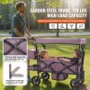 Wagon Stroller for 2 Kids, Push Pull Quad Collapsible Stroller with Adjustable Handle, Encircling Harness Removable Canopy,4 Wheels w/ Brakes