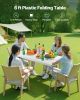 VEVOR Folding Table, 6 Ft Heavy Duty Portable Fold-in-Half Utility Table, Indoor Outdoor Plastic Rectangle Table with Built in Handle, for Party