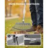 Leaf Rake, 25 Metal Tines, Adjustable Garden Rake for Lawns with 18.3 Inch Wide Head & 36.4-72.8 Inch Long Handle