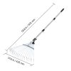 Leaf Rake, 18 Metal Tines, Adjustable Garden Rake for Lawns with 7.7-17.1 Inch Head & 32.3-55.6 Inch Long Handle