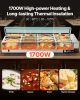 VEVOR Commercial Food Warmer, 1700W Electric Stainless Steel Steam Food Warmer with Glass Cover