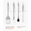 Grilling Accessories, 4PCS BBQ Grill Tool Set, Heavy Duty Stainless Steel Barbecue Tools, Kitchen Utensils with Tong, Spatula, Fork, Brush