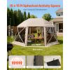 Pop up Gazebo Screen Tent, 15 x 15 ft, 13-Sided Spherical Camping Canopy Tent with Removable Top & Carry Bag, Quick-Set & Bite-Proof