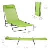 2 Piece Folding Chaise Lounge Chairs, Pool Sun Tanning Chairs with Reclining Back, Breathable Mesh Seat, Headrest for Beach, Yard, Patio, Green