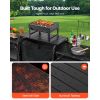 Camping Kitchen Table, Outdoor Camp Cooking Table, Aluminum Portable Cook Station with 3 Storage Cupboard, Carrying Bag, Detachable Windscreen