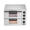 Commercial Pizza Oven Countertop, 14-Inch Double Deck Layer, Stainless Steel Electric Pizza Oven with Stone and Handle