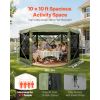 Pop up Gazebo Screen Tent, 10 x 10 ft Large 6-Sided Camping Canopy Tent with Removable Top & Carry Bag, Quick-Set & Bite-Proof