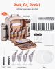 VEVOR Picnic Backpack, Beach Picnic Backpack Bag for 4 Person with Insulated Cooler Compartment, Detachable Bottle/Wine Holder, Lightweight Blanket