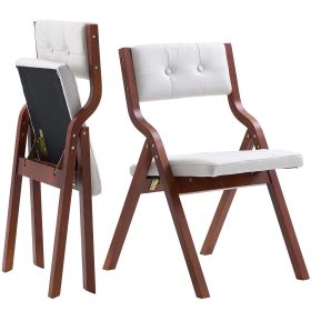 Wooden Folding Chairs with Cushion, Set of 2, Portable Foldable Cushion Chair with Wooden Frame, Modern Padded Dining Chair for Kitchen, Office (Default: Default)