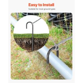 Rebar Stakes, 16-Inch, Heavy-Duty 0.4 in Diameter J Hook, Galvanized Steel Ground Anchors with Chisel Point End & Rust-Resistant Coating (Default: Default)