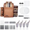 Picnic Backpack, Beach Picnic Backpack Bag for 4 Person with Insulated Cooler Compartment, Detachable Bottle/Wine Holder, Lightweight Blanket