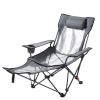 Reclining Camping Chair, 4 Adjustable Positions, Portable Folding Lounger for Adults, Mesh Beach Chair with Headrest & Foot Rest, Supports 220 lbs