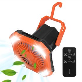 Portable Camping Lantern Fan 10000mAh Battery Powered Hanging Fan USB Rechargeable Tent Fan with 4 Light Modes 3 Wind Modes Emergency Power Bank Remot (Type: Camping Fan)