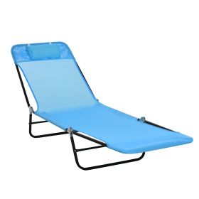 Folding Chaise Lounge Chair, Pool Sun Tanning Chair, Outdoor Lounge Chair with Reclining Back, Breathable Mesh Seat, Headrest for Beach, Yard, Patio (Title: Default Title)