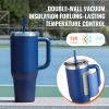 40 oz Insulated Water Bottle, Stainless Steel Sports Coffee Cup with Lid, Handheld Travel Coffee Mug Double Walled, Camping Hydration Flask Leakproof