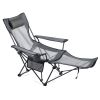 Reclining Camping Chair, 4 Adjustable Positions, Portable Folding Lounger for Adults, Mesh Beach Chair with Headrest & Foot Rest, Supports 220 lbs